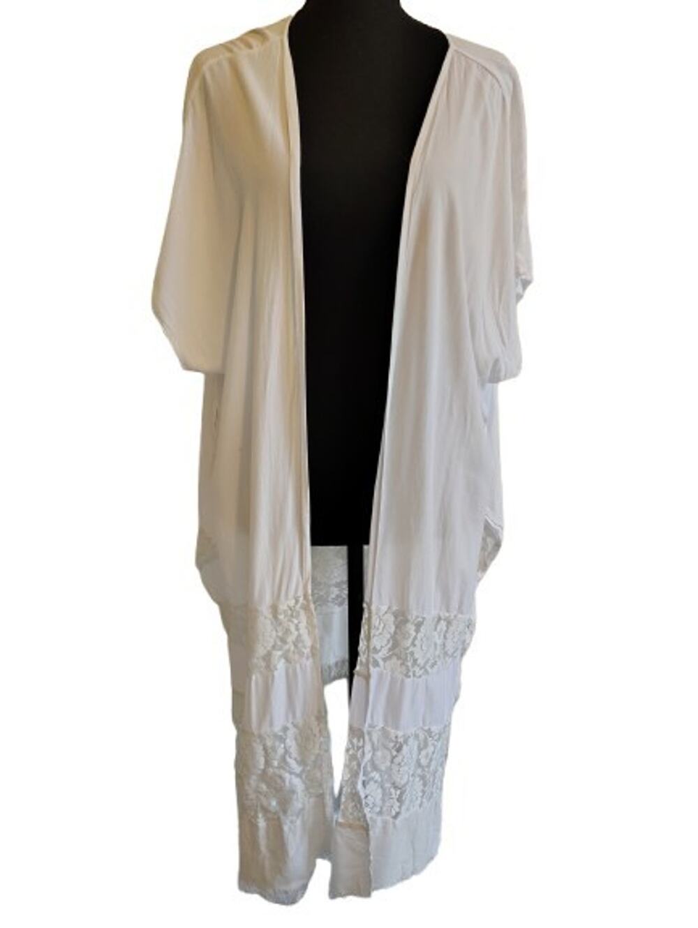 Marcus Adler New York Ivory Lace Duster Kimono One Size Boho Cottagecore Open...